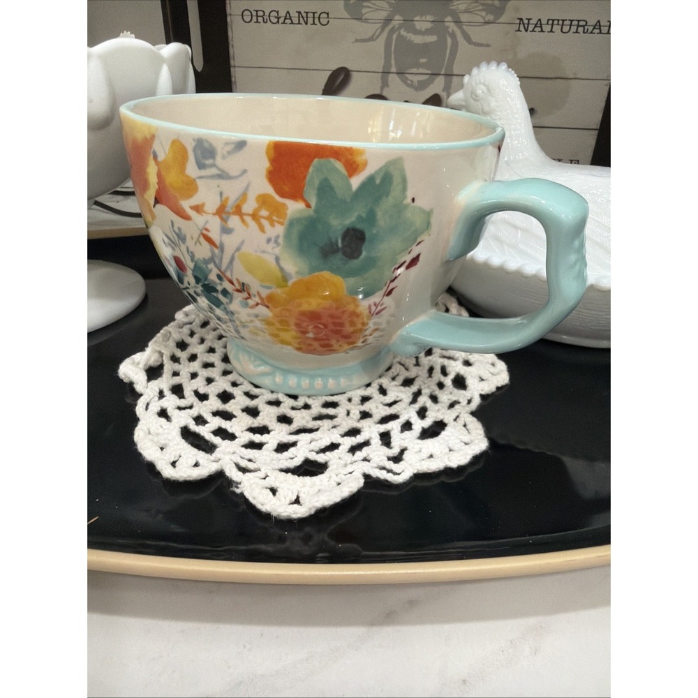 New Pioneer Woman Willow Soup Bowl Mug Jumbo Large Coffee Tea Cup Floral 26 oz